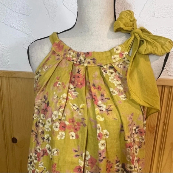 Bellambria Yellow Floral Linen Dress Sz-XS - Picture 2 of 9
